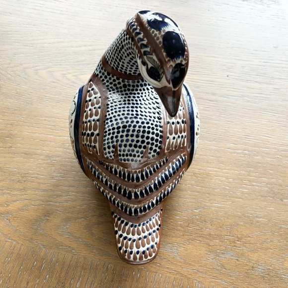 TONALA DUCK POTTERY SIGNED SANTANA  BIRD FOLK ART ARTSY DECOR MEXICAN ART - Picture 4 of 8
